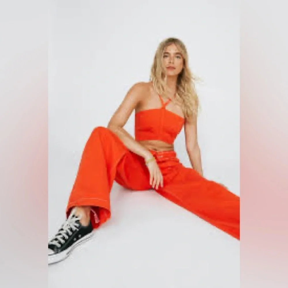 NWT Nasty Gal Orange Denim Corset